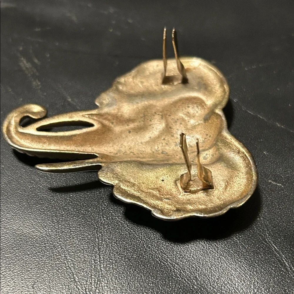 Vintage Pewter Elephant Head Ornament Brooch Buckle